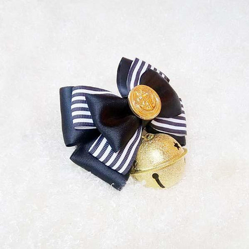 Black & Beige Striped Handmade Ribbon Bowtie