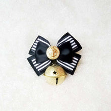 Black & Beige Striped Handmade Ribbon Bowtie