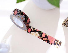 Black Floral Washi Masking Tape - SusiebSupplies