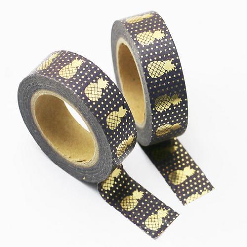 black gold foil pineapple washi tape