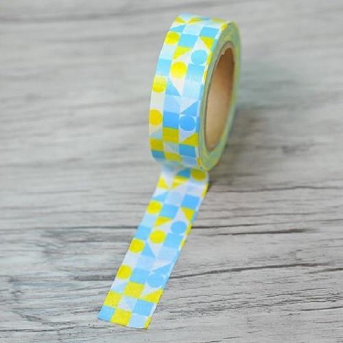 blue yellow geometric washi tape