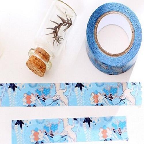 Beautiful Japanese Inspired Flying Crane Bird & Floral Design Washi Tape - SusiebSupplies