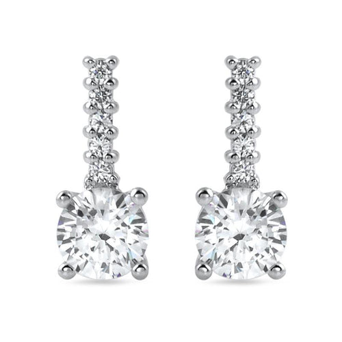 1.10 CTW Silver Simple Round CZ Drop Earrings