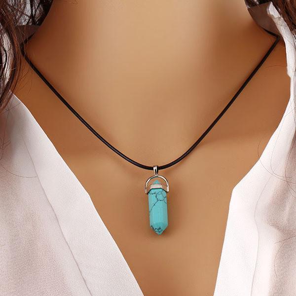 Natural Healing Stone And Crystal Pendant Necklace