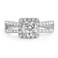 1 Carat Halo Split Shank CZ Engagement Ring